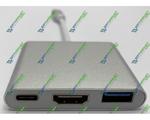Адаптер USB 3.1 Type-C --> HDMI/Type-C/USB3.0 (M/F (вилка/розетка))